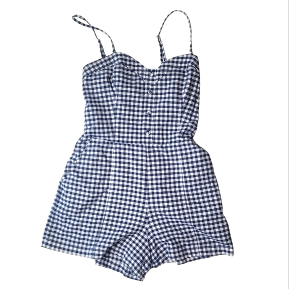 Abercrombie & Fitch Gingham Romper Small - Picture 2 of 5